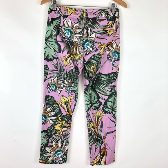 J Crew Skimmer Pants Purple Tropical Cropped Palm - Picture 4 of 6